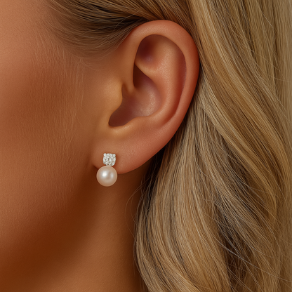 BAMOER 925 Silver Moissanite & Pearl Wedding Earrings
