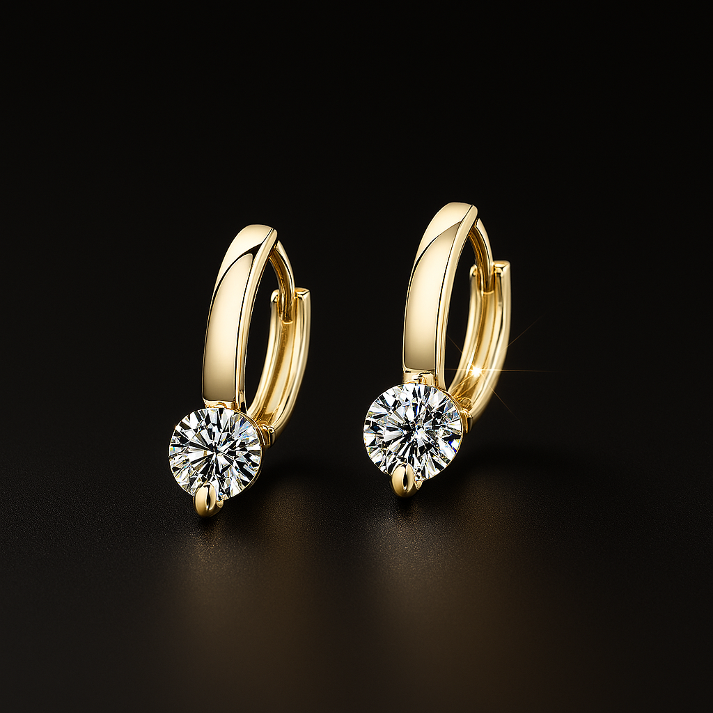 Solitaire Moissanite Hoops – 1 Carat – 14K Gold Plated – Trendy 2023
