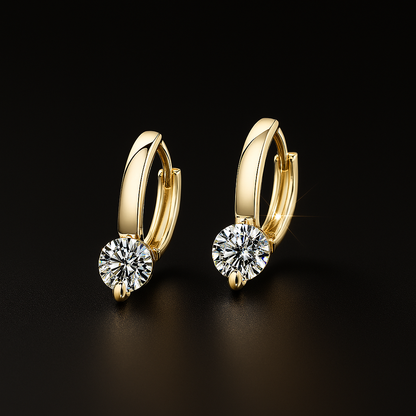 Solitaire Moissanite Hoops – 1 Carat – 14K Gold Plated – Trendy 2023