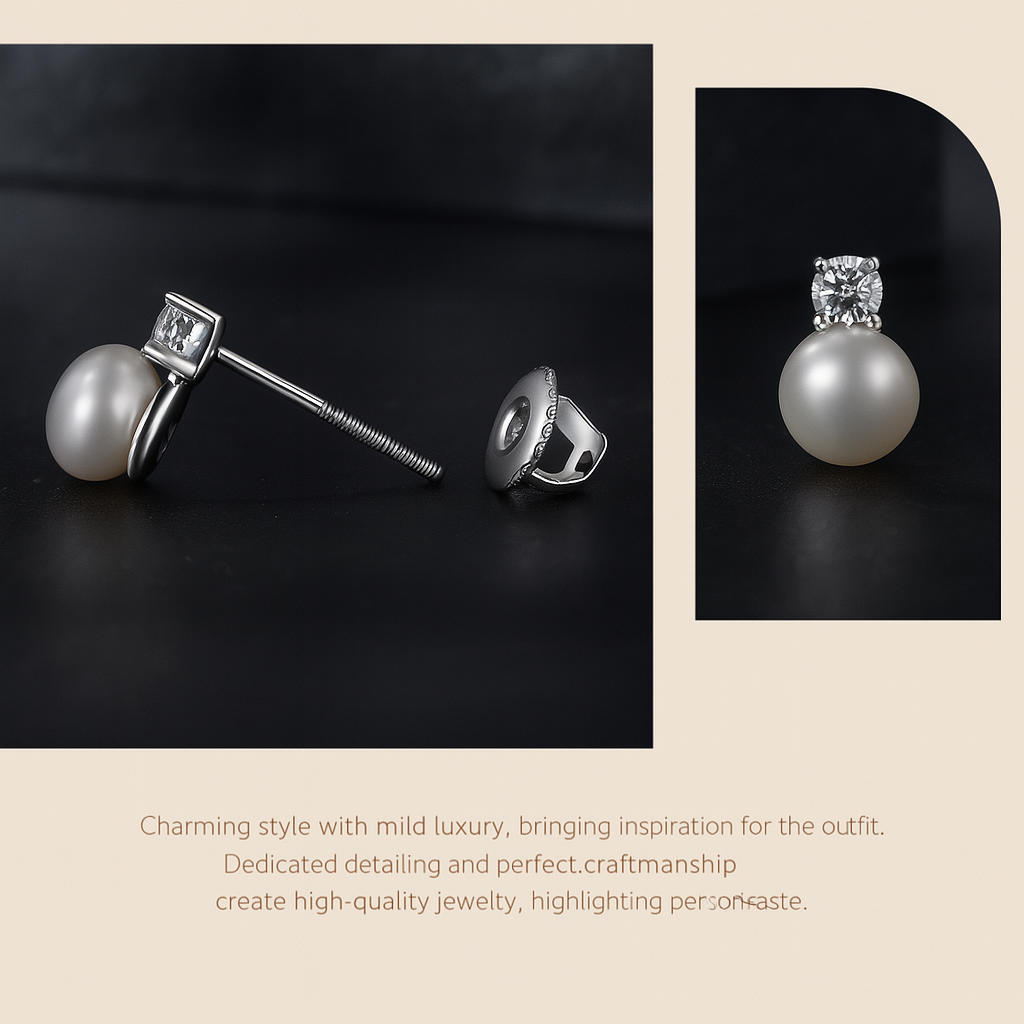 BAMOER 925 Silver Moissanite & Pearl Wedding Earrings