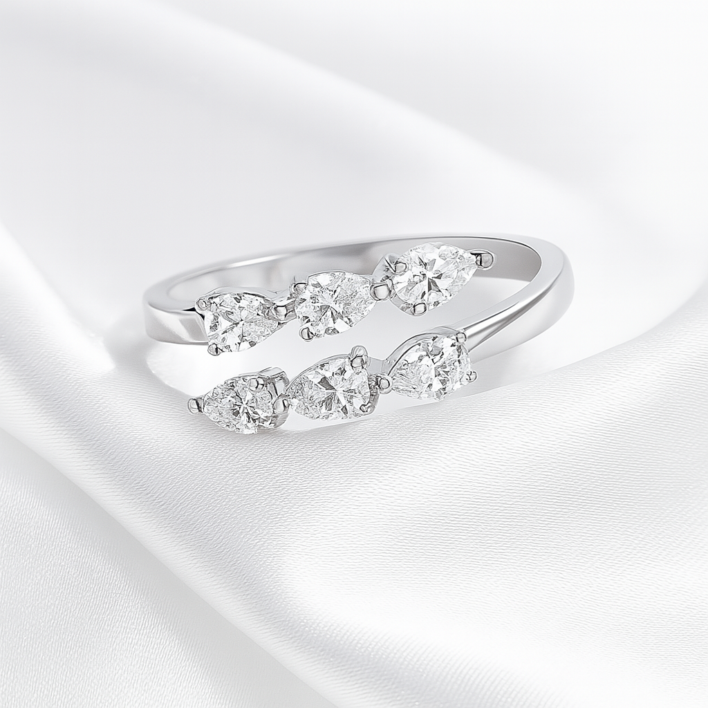 Smyoue 3x4mm Moissanite Crown Ring – 925 Silver Wedding Band