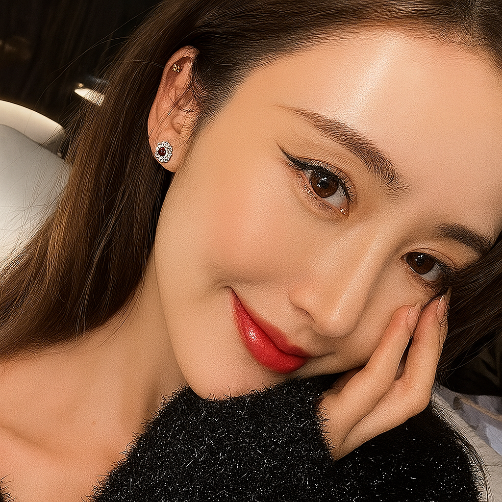 Ruby Flower Stud Earrings – White Gold – Luxury Wedding Jewelry
