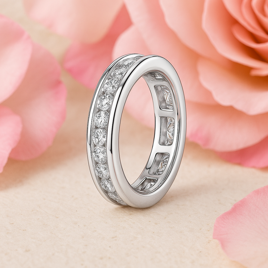 Lnngy 2.5mm Moissanite Eternity Band – White Gold Ring