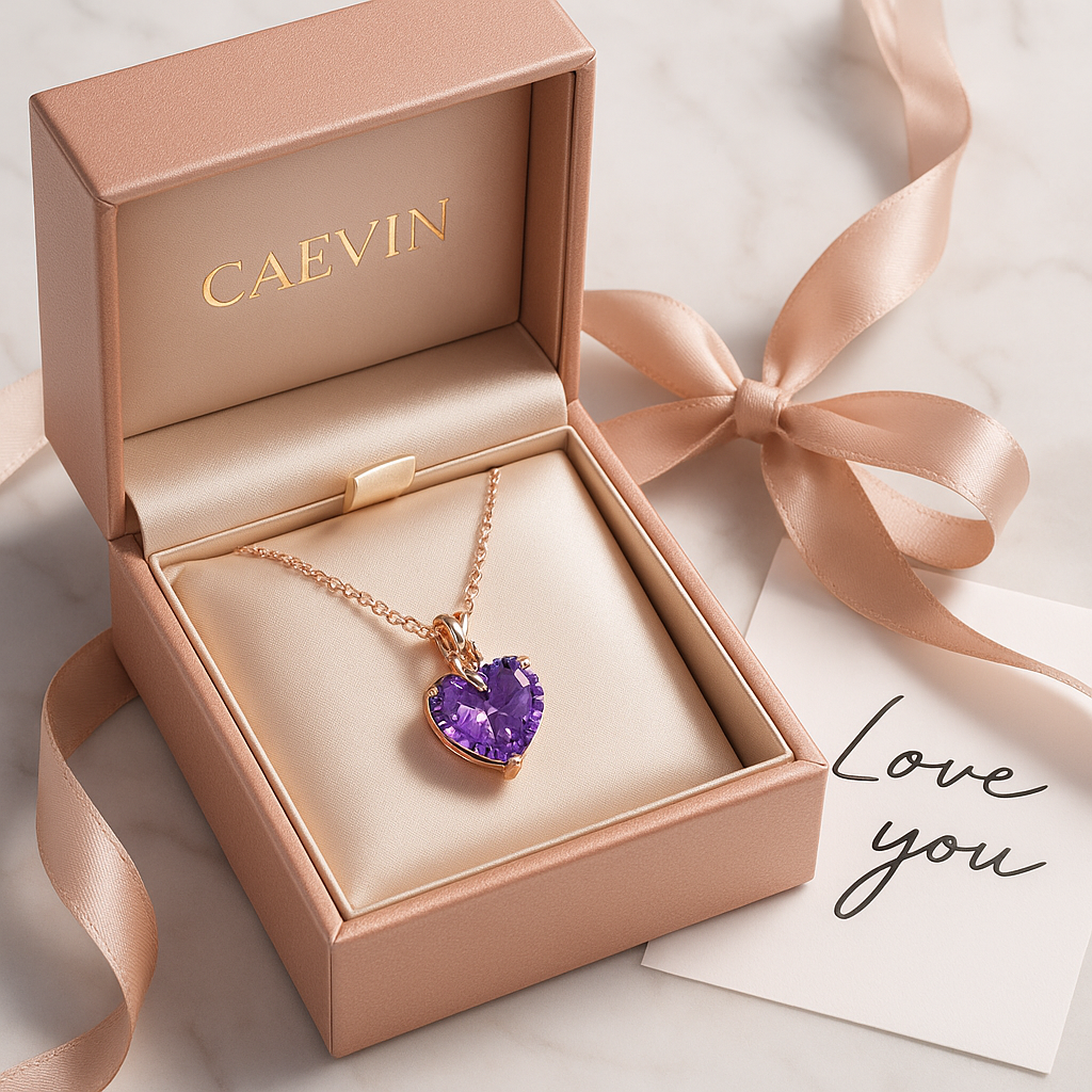 Romantic Amethyst Heart Necklace – Gold-Plated Gift Jewelry