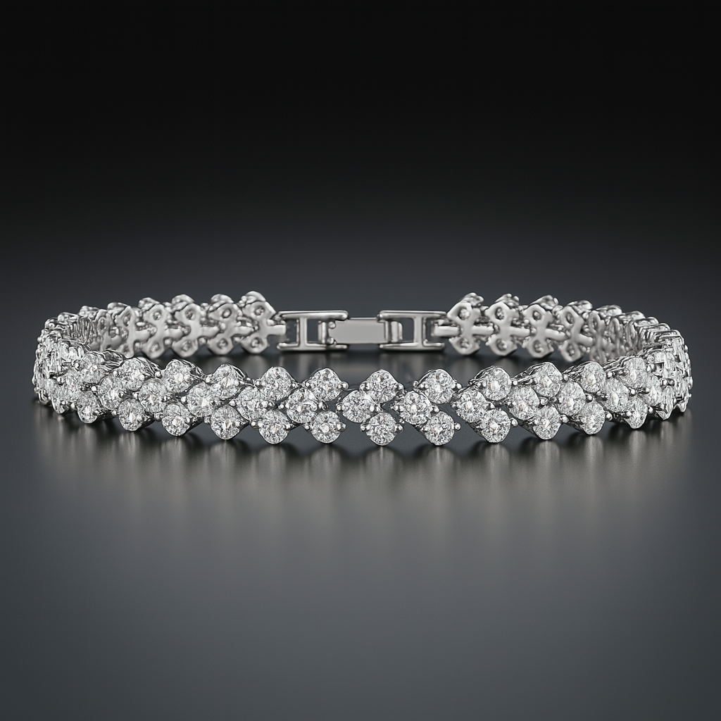 Elegant Moissanite 925 Silver Bracelet – Wedding & Party Jewelry