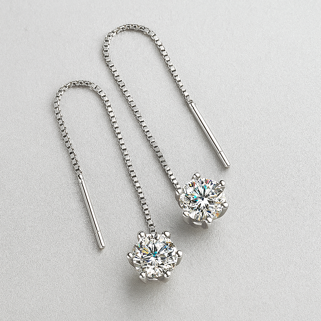2CT Moissanite Drop Earrings – D Color – White Gold – GRA Certified