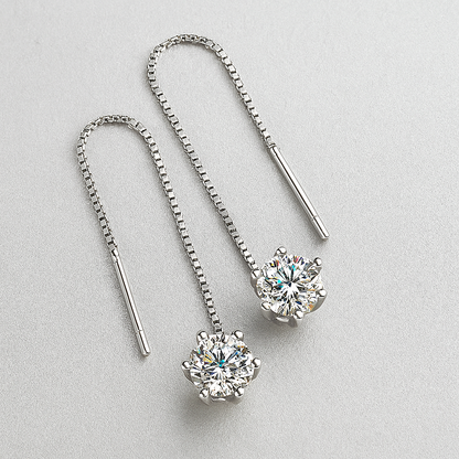 2CT Moissanite Drop Earrings – D Color – White Gold – GRA Certified
