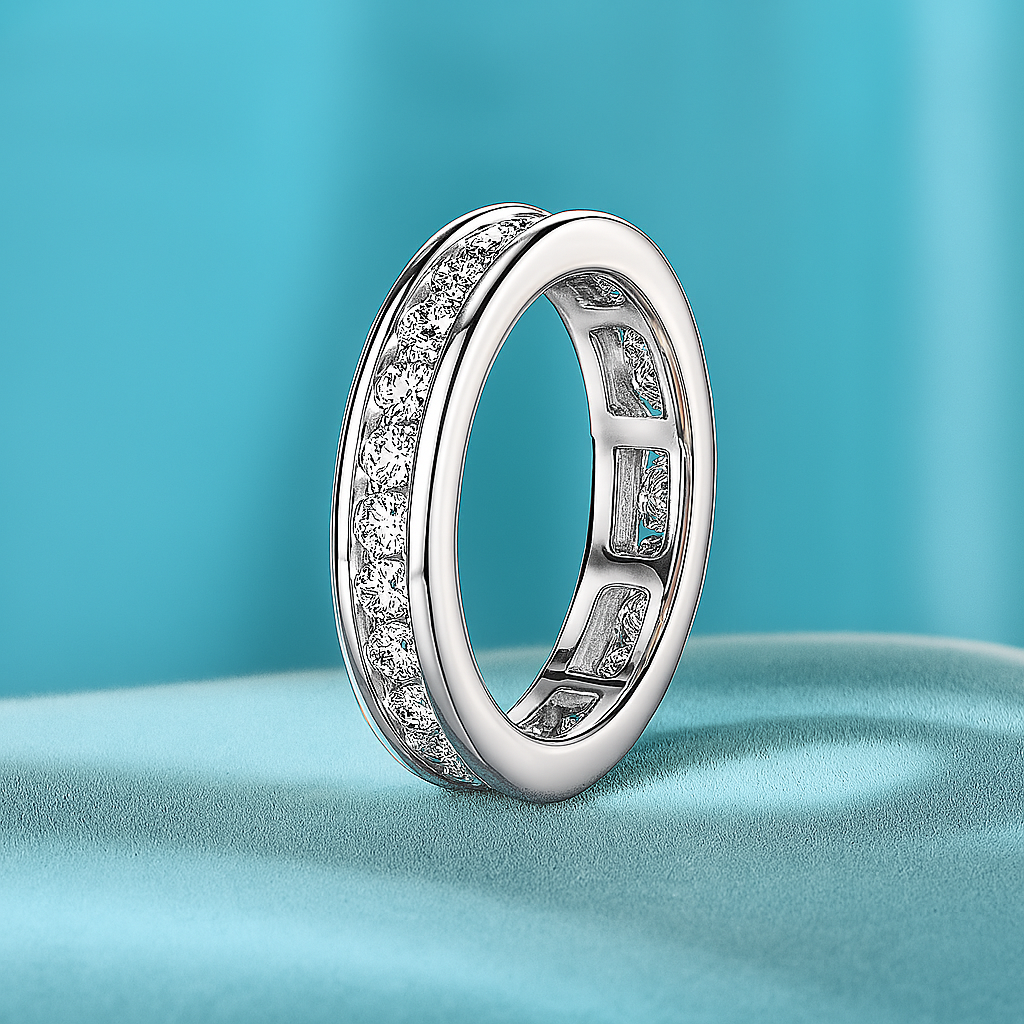 Lnngy 2.5mm Moissanite Eternity Band – White Gold Ring