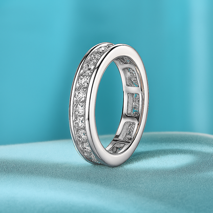 Lnngy 2.5mm Moissanite Eternity Band – White Gold Ring