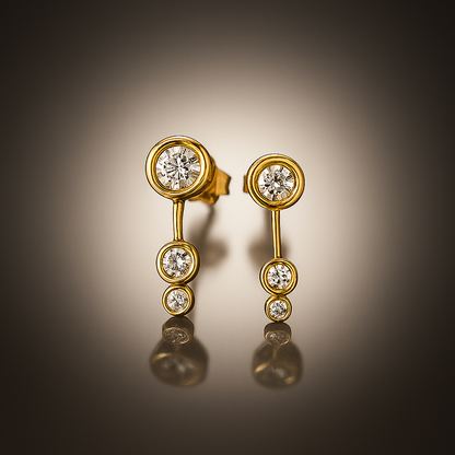 Moissanite Ear Jacket Studs – 5/4/3.5mm – White Gold – 2024 Design