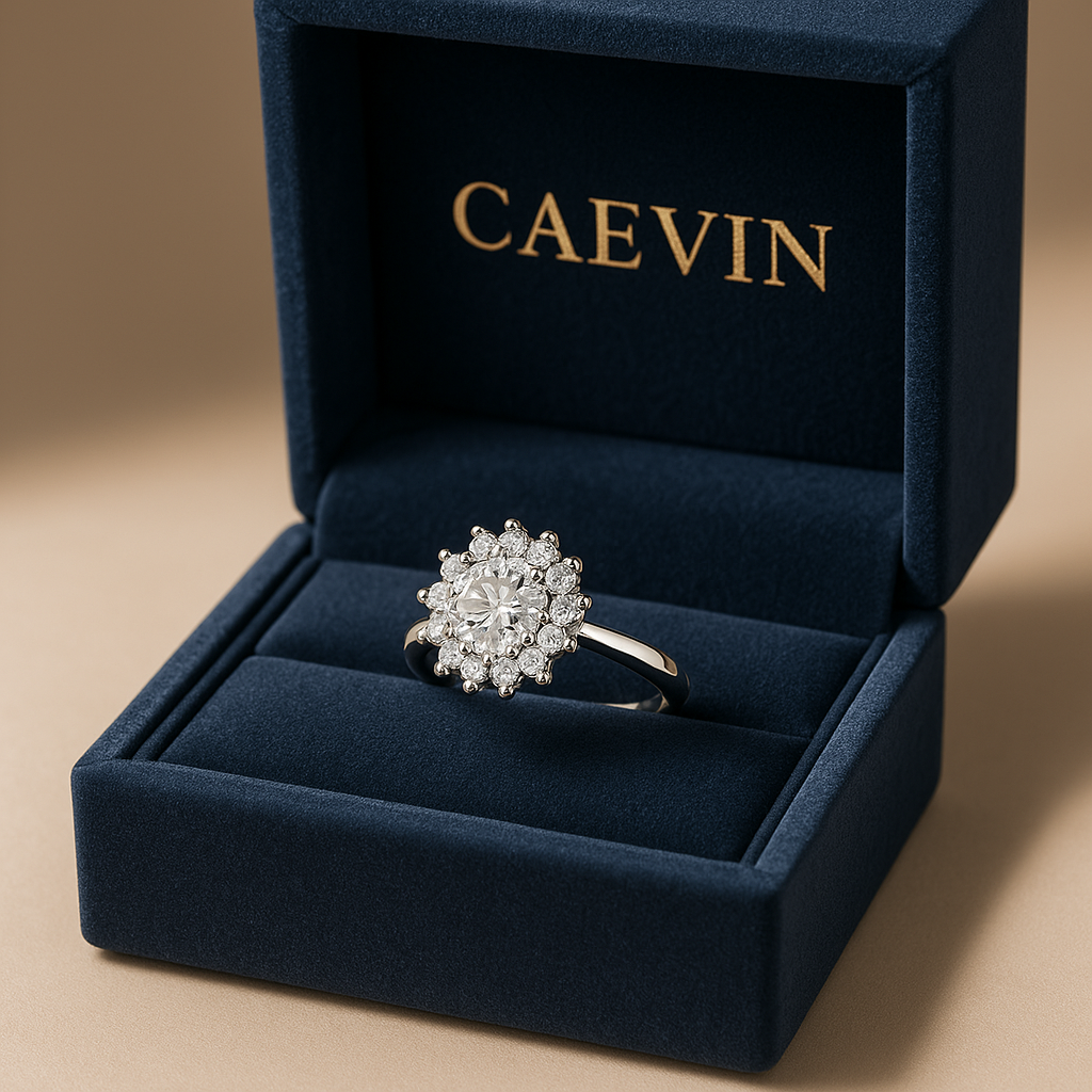 925 Silver Moissanite Flower Ring – Elegant Gift & Wedding Jewelry
