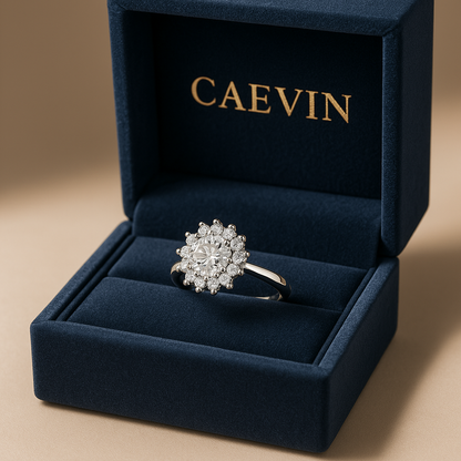 925 Silver Moissanite Flower Ring – Elegant Gift & Wedding Jewelry