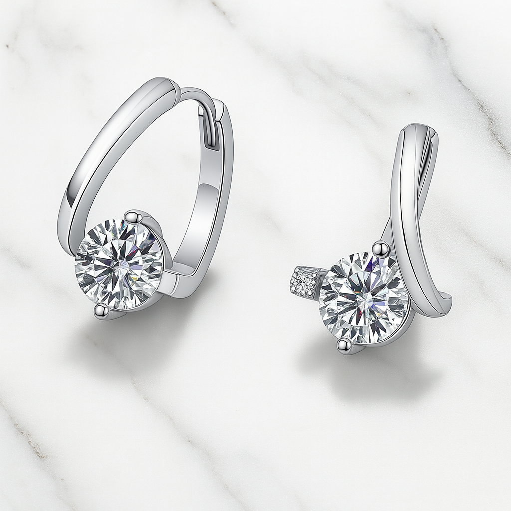 DJMAX 1CT Moissanite Stud Earrings – D Color – White Gold