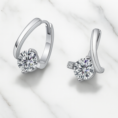 DJMAX 1CT Moissanite Stud Earrings – D Color – White Gold