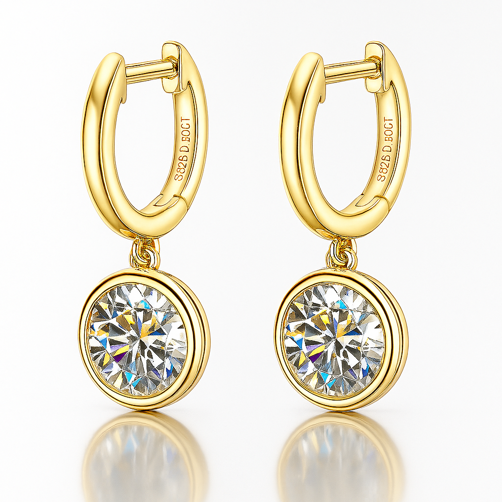 Radiant Moissanite 1-3CT Hoop Drops – 14K White Gold – Sparkle for Every Occasion