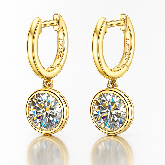 Radiant Moissanite 1-3CT Hoop Drops – 14K White Gold – Sparkle for Every Occasion