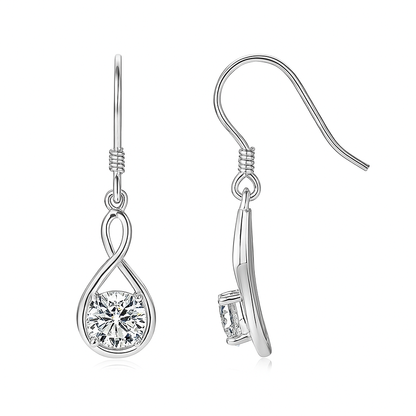 1CT Moissanite Drop Earrings – White Gold – Classic & Bohemian