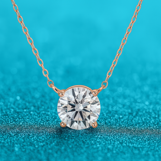 Smyoue Moissanite Pendant Necklace – 1–5ct, Rose Gold, 925 Silver