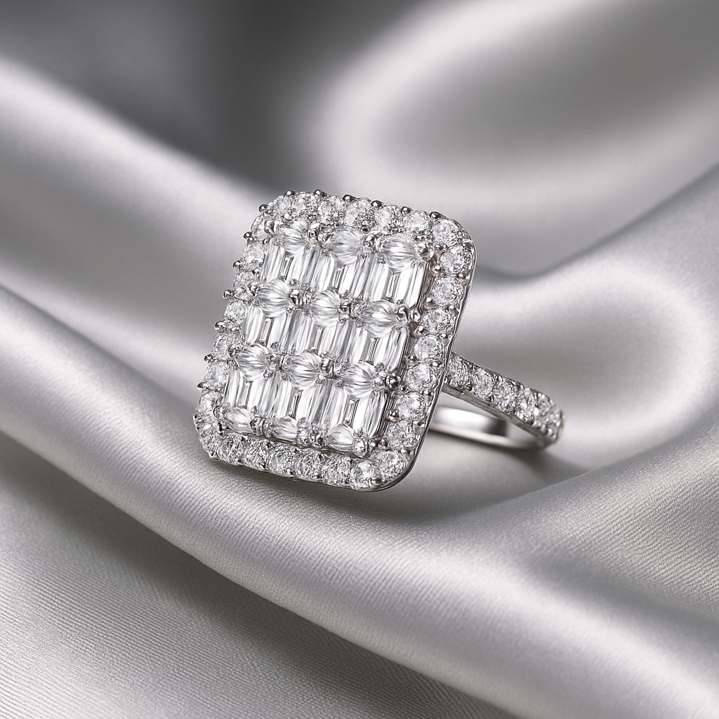 Radiant Zircon Bloom Ring in 925 Sterling Silver