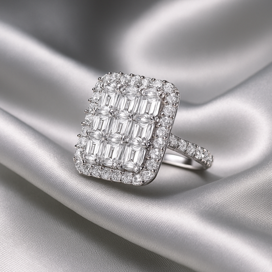 Radiant Zircon Bloom Ring in 925 Sterling Silver