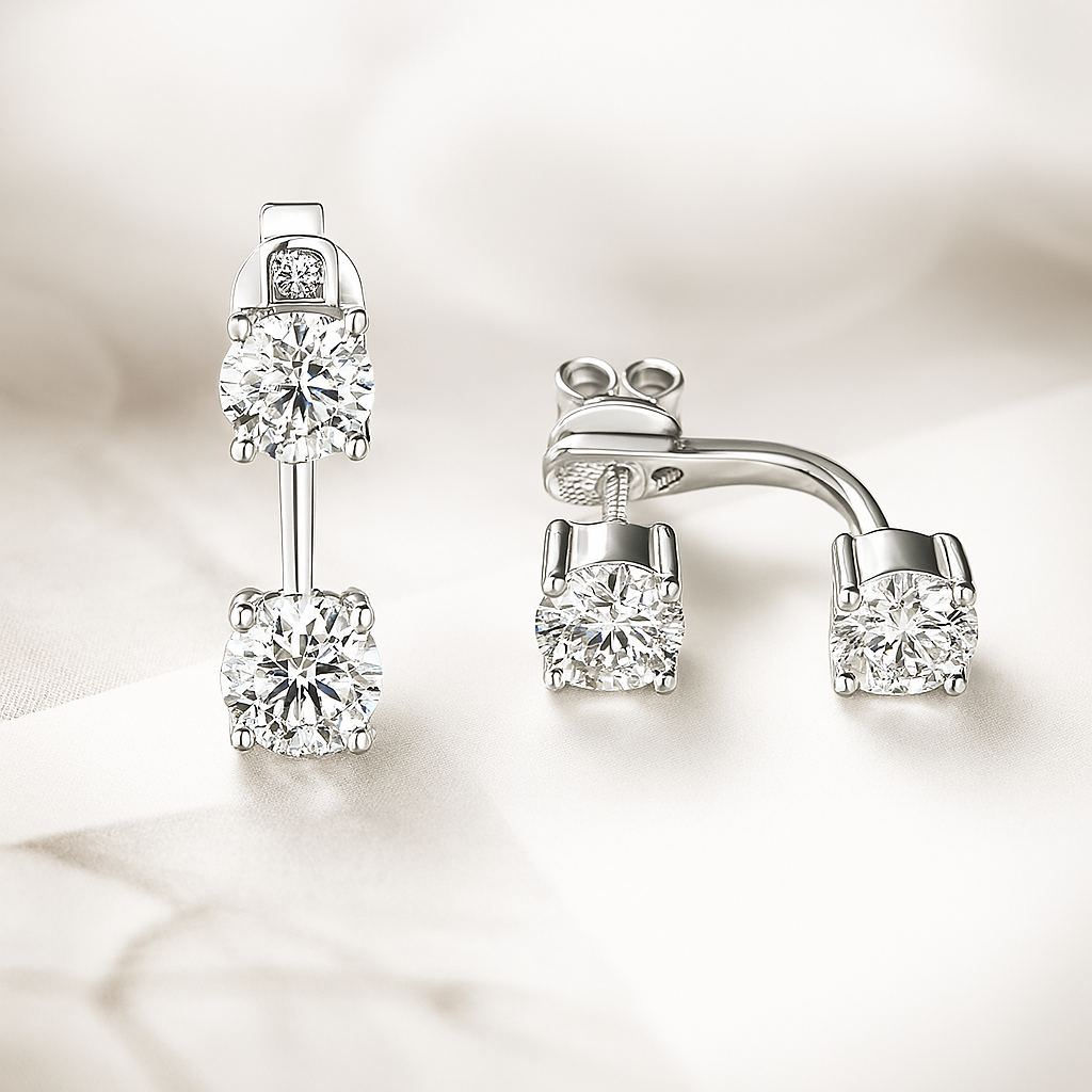 OXTAO Sparkling Moissanite Hoops – White Gold – Fine Jewelry