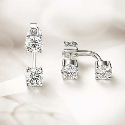 OXTAO Sparkling Moissanite Hoops – White Gold – Fine Jewelry