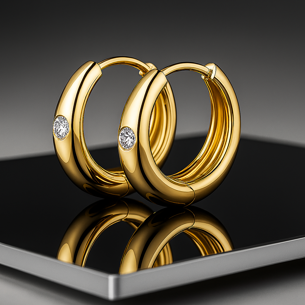 White Gold Moissanite Circle Earrings – Elegant Party Gift for Women
