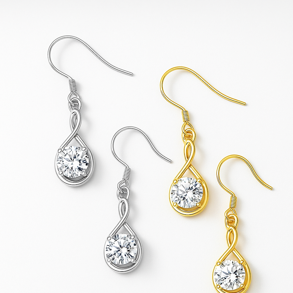 1CT Moissanite Drop Earrings – White Gold – Classic & Bohemian