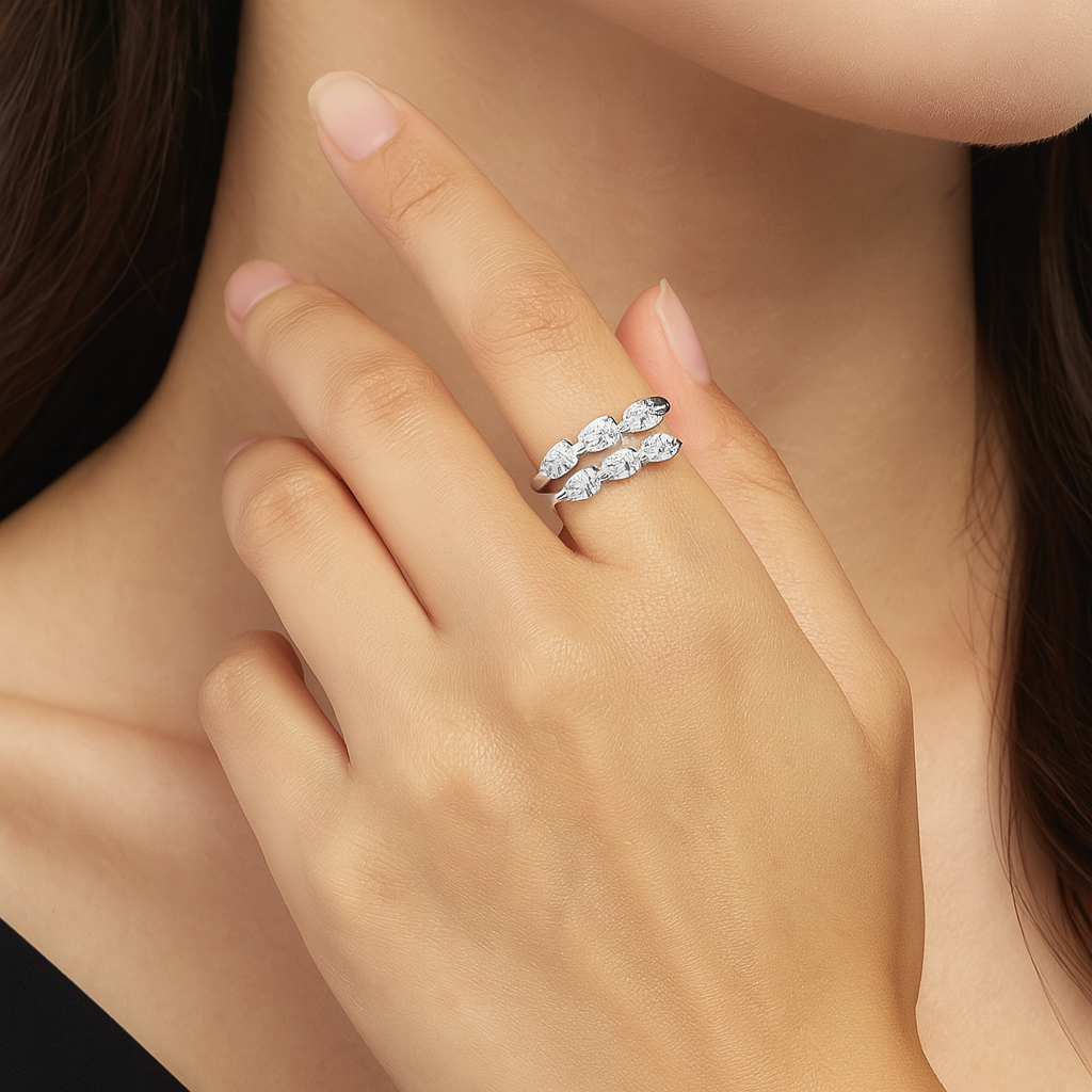 Smyoue 3x4mm Moissanite Crown Ring – 925 Silver Wedding Band