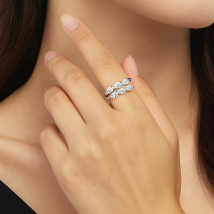 Smyoue 3x4mm Moissanite Crown Ring – 925 Silver Wedding Band
