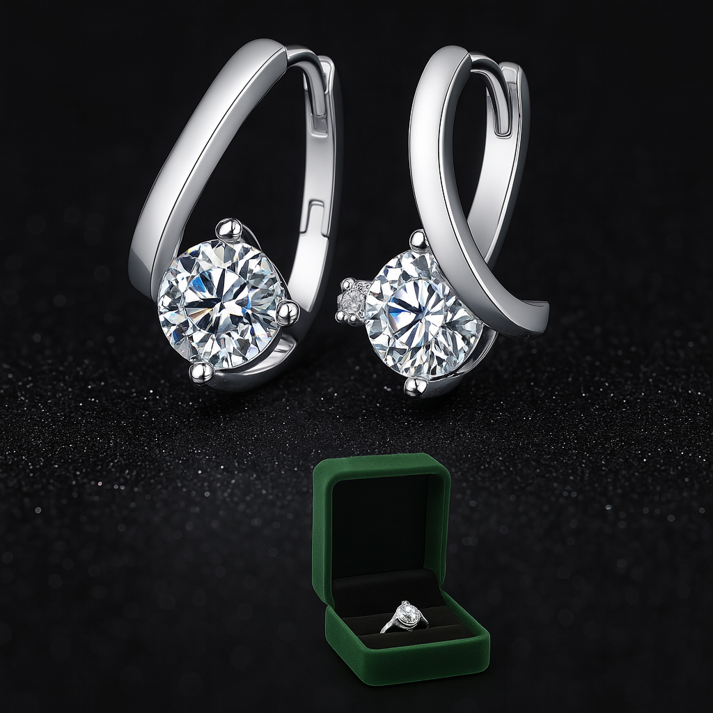 DJMAX 1CT Moissanite Stud Earrings – D Color – White Gold