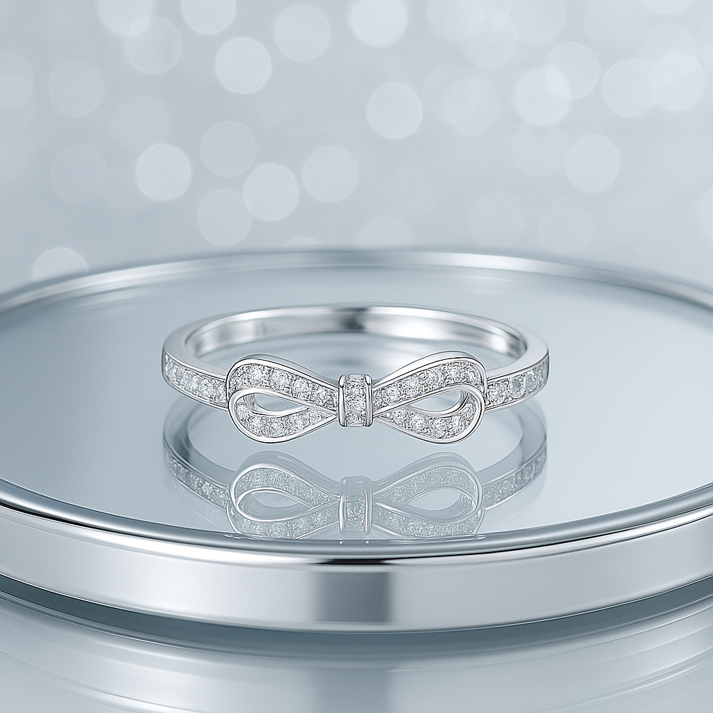 Grace Bow Diamond Ring | 925 Sterling Silver Luxury for Her