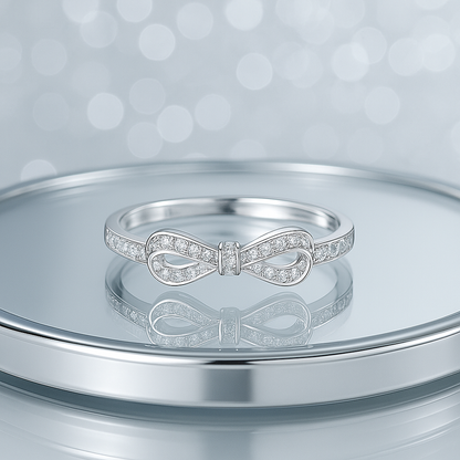 Grace Bow Diamond Ring | 925 Sterling Silver Luxury for Her