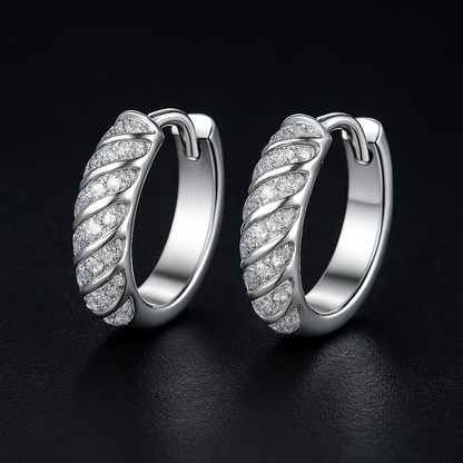 PERFANY Moissanite Hoop Earrings – White Gold – Wedding Party Jewelry