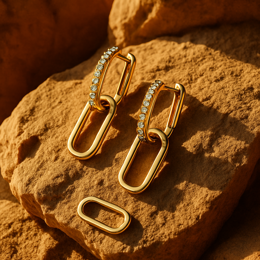 IOGOU Moissanite Paperclip Hoops – D Color – White Gold