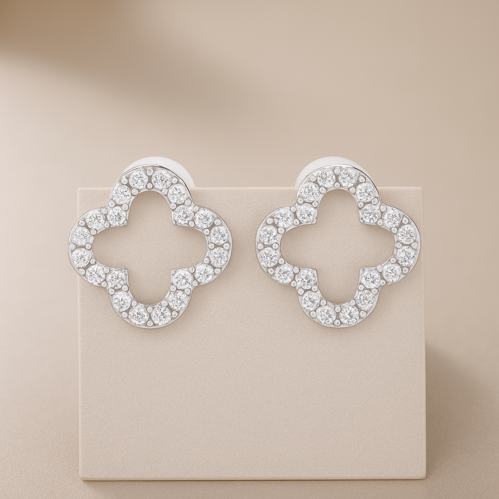 Moissanite Stud Earrings – 0.07CT D/VVS1 – GRA – White Gold