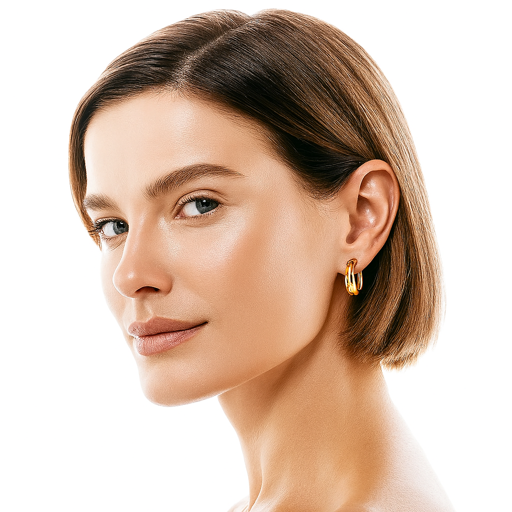 White Gold Moissanite Circle Earrings – Elegant Party Gift for Women