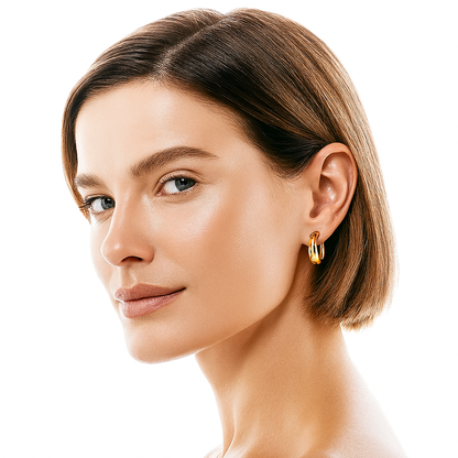 White Gold Moissanite Circle Earrings – Elegant Party Gift for Women