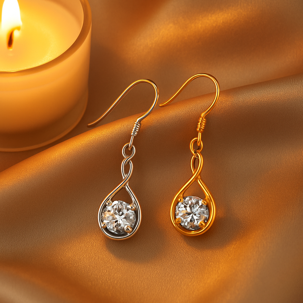 1CT Moissanite Drop Earrings – White Gold – Classic & Bohemian