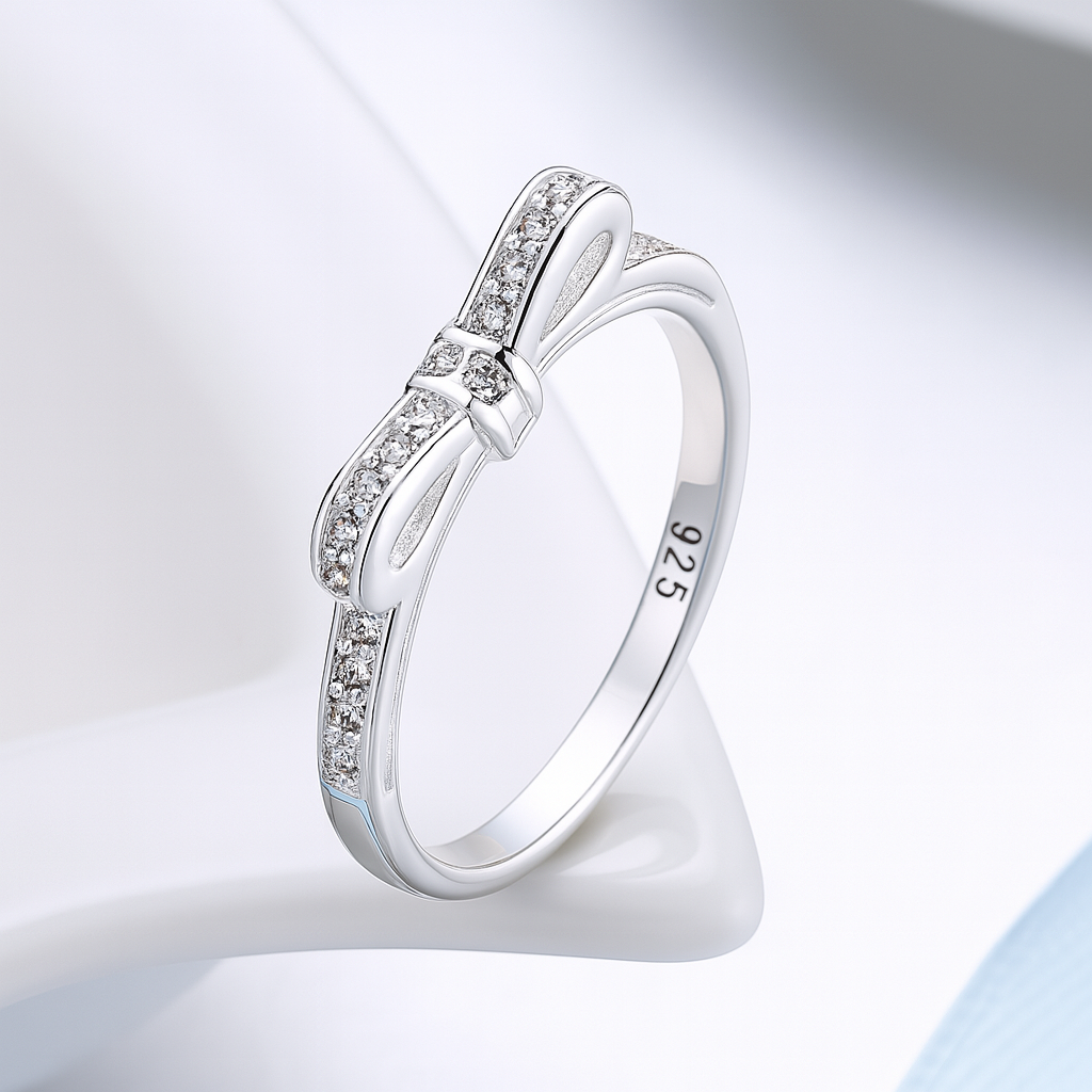 Grace Bow Diamond Ring | 925 Sterling Silver Luxury for Her
