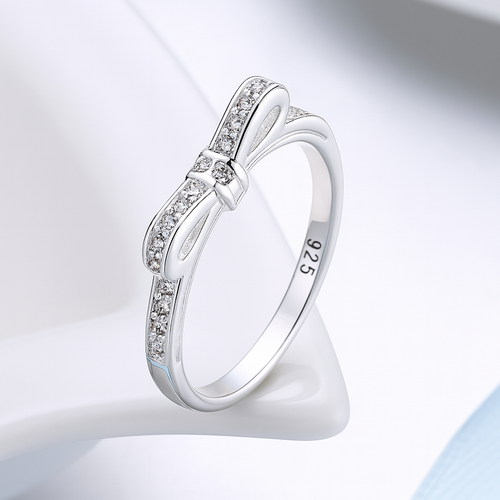 Grace Bow Diamond Ring | 925 Sterling Silver Luxury for Her