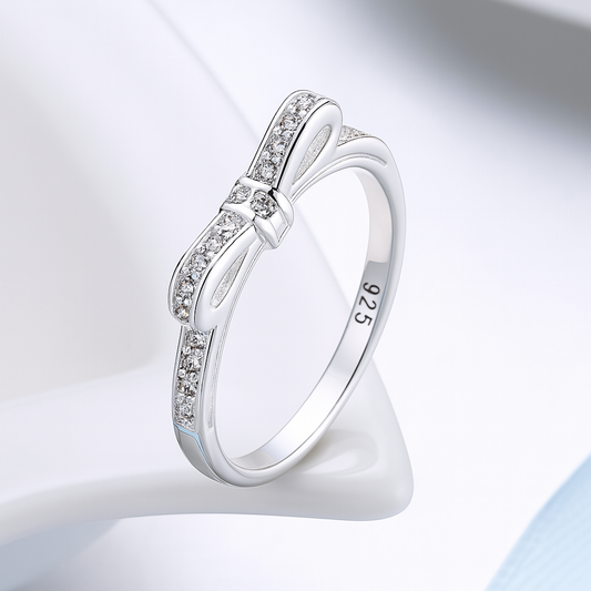 Grace Bow Diamond Ring | 925 Sterling Silver Luxury for Her