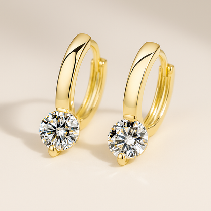 Solitaire Moissanite Hoops – 1 Carat – 14K Gold Plated – Trendy 2023