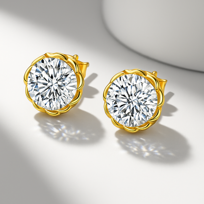 925 silver 1 carat*2 moissanite octagonal classic high-grade petal earrings