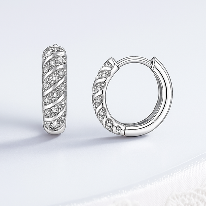 PERFANY Moissanite Hoop Earrings – White Gold – Wedding Party Jewelry