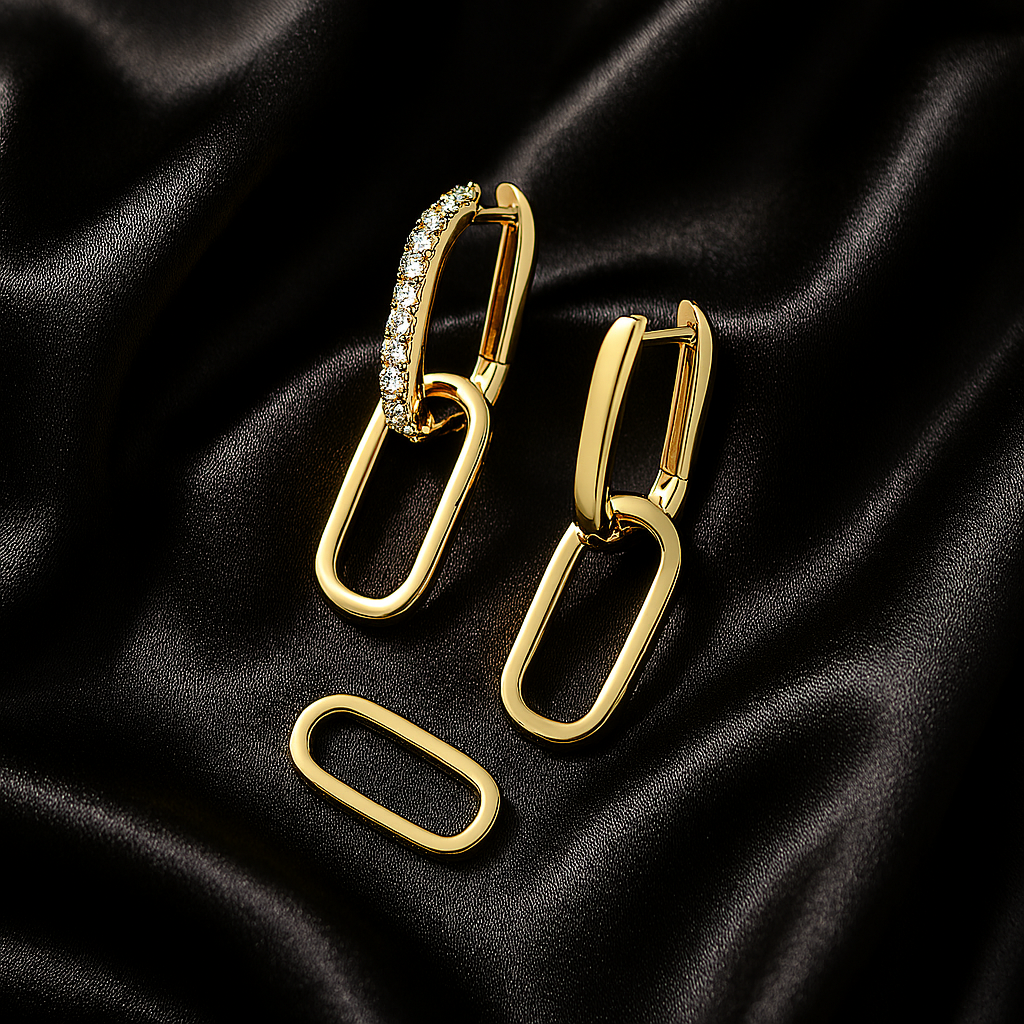 IOGOU Moissanite Paperclip Hoops – D Color – White Gold