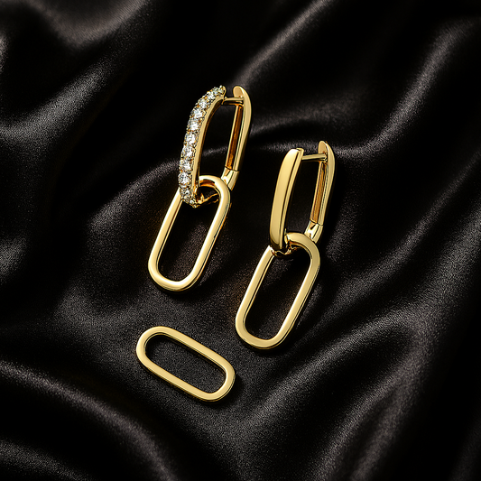 IOGOU Moissanite Paperclip Hoops – D Color – White Gold