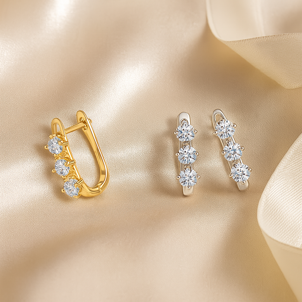 Moissanite 0.3CT ×2 Earrings – White Gold – Retro & Elegant Unise
