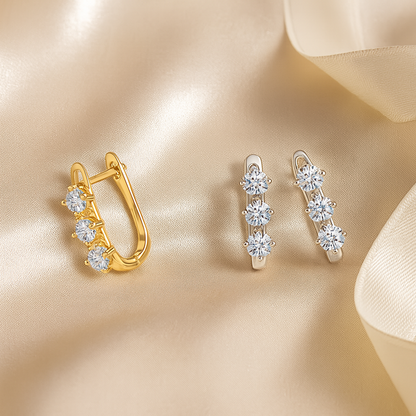 Moissanite 0.3CT ×2 Earrings – White Gold – Retro & Elegant Unise