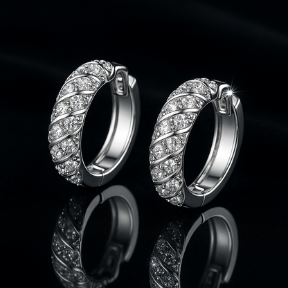 PERFANY Moissanite Hoop Earrings – White Gold – Wedding Party Jewelry